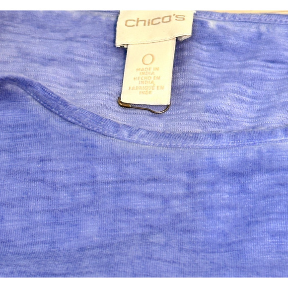 Chico's Blue Cotton Slub T Shirt Side Vent Cotton Maxi Dress Small - Picture 6 of 6